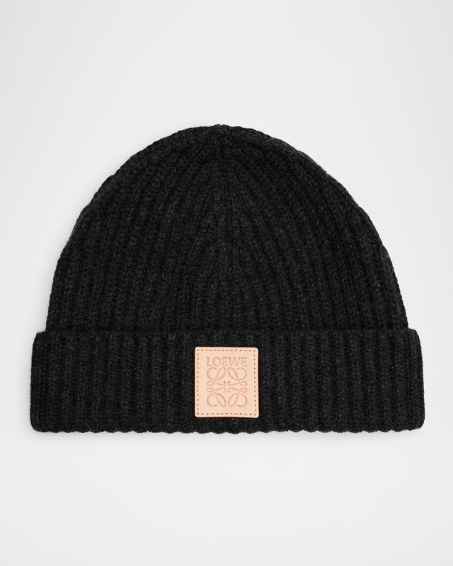 Cashmere Blend Logo-Patch Beanie